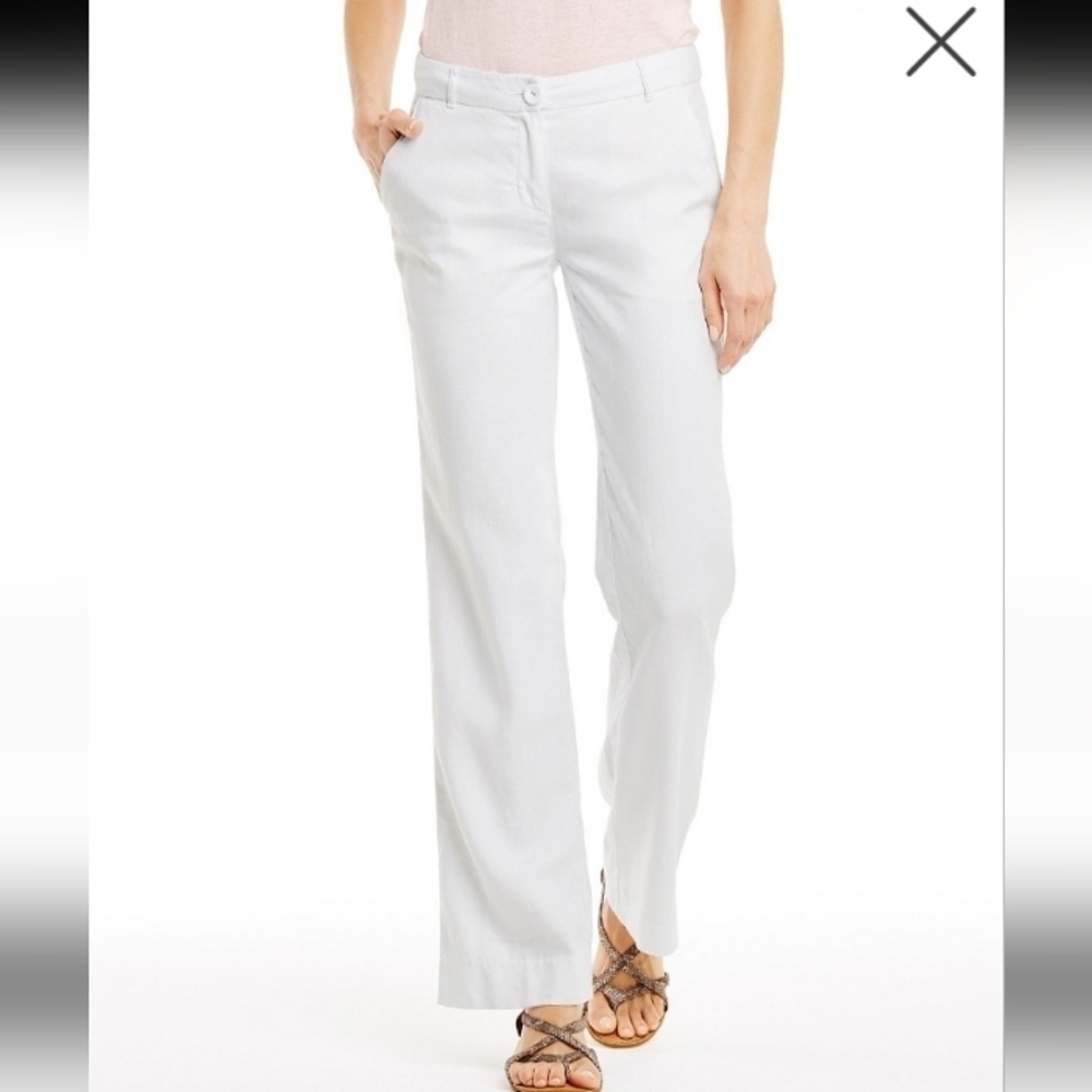 Garnet Hill Modern Linen Wide Leg Trouser Pants White Size 18 - Picture 4 of 15